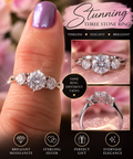 1 plus carat 3 stone moissanite ring set in sterling silver. Size 7 and 2 8s