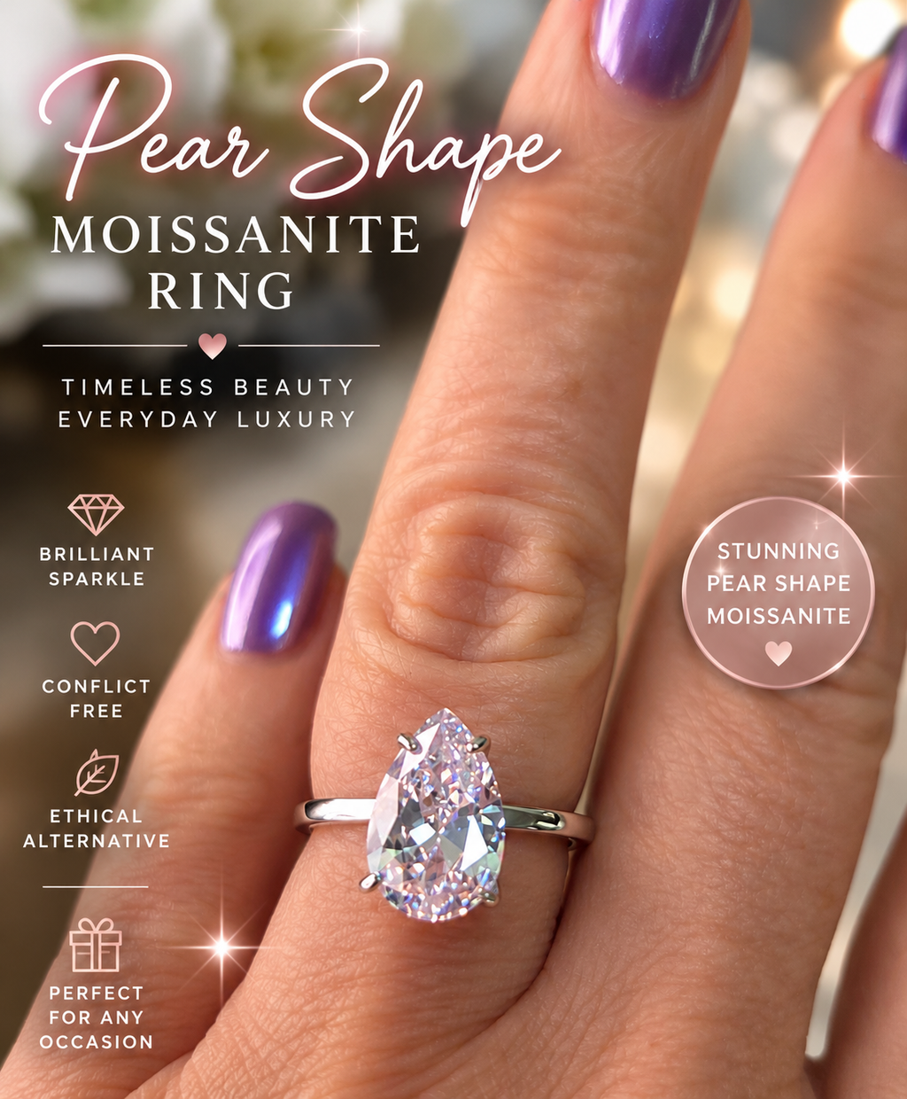 4 carat pear shaped moissanite