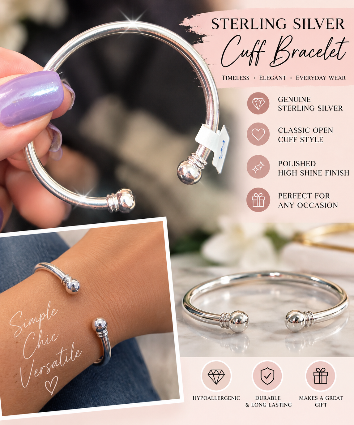 Sterling silver cuff